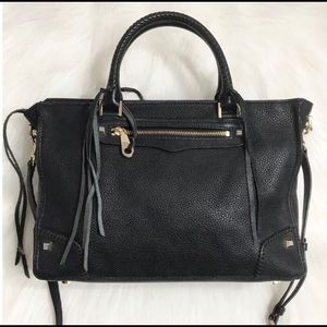 Rebecca Minkoff Black Leather Regan Satchel Tote